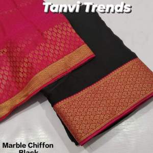 Black marble chiffon saree