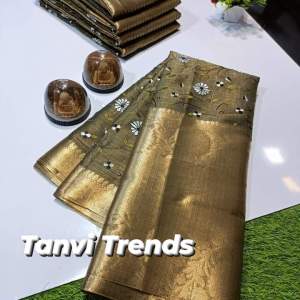 Embroidered Tissue silk in Grey