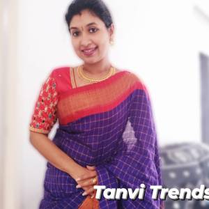 Gadwal silk saree in blue and red