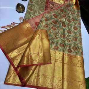 Floral printed tissue silk