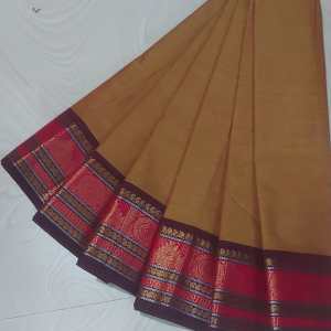 Elegant Beige Pink Chettinad Cotton Saree
