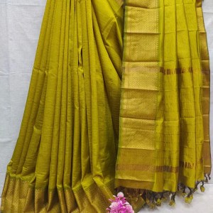 Mangalgiri Silk Saree - Handloom Lime Green